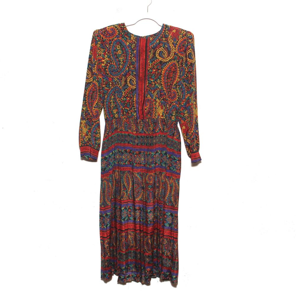 Vintage Lady Carol of New York Paisley Dress Long Sleeve Midi  Size 16